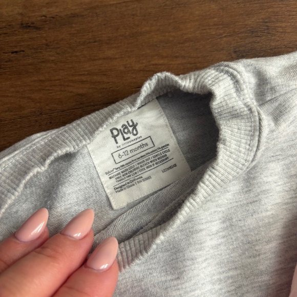 Little Sleepies Light Heather Gray Drop Shoulder Crewneck - 6-12 months - Picture 2 of 6